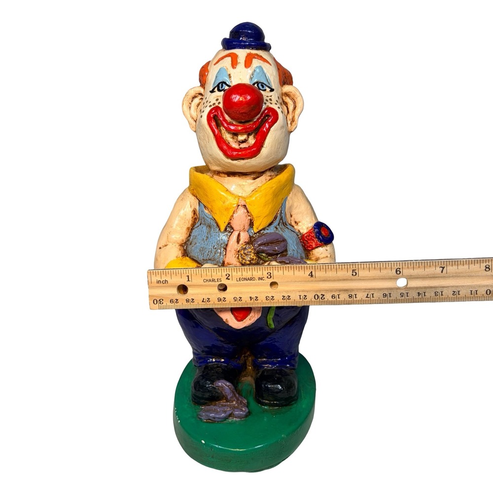 Vintage Clown Figurine 1979 Folk Art MCM Rare Collectible Hand Painted Ceramic - Picture 9 of 11